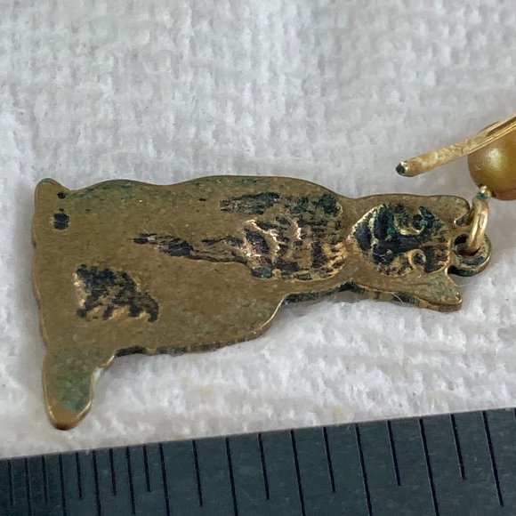 Cute vintage enamel and copper tone cats on dangle earrings - Picture 5 of 6